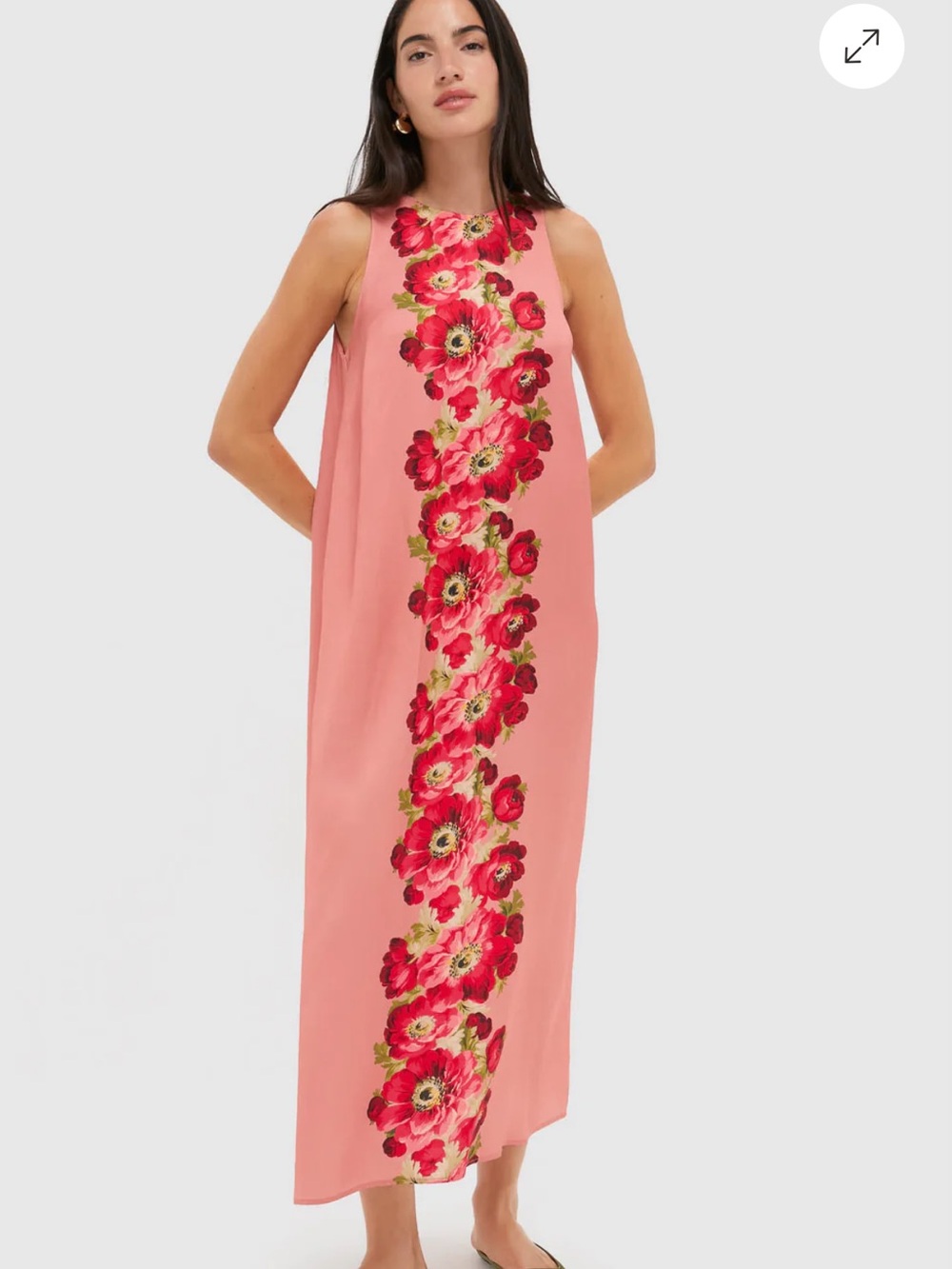 Tuckernuck Pink Maxi Dress with Red Floral Center Panel